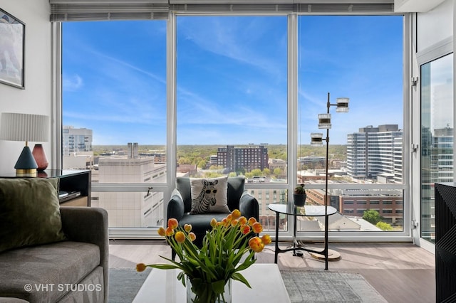 sunroom with a view of city and plenty of natural light