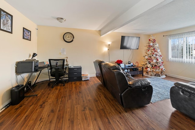 5118 Carol Ln, Gurnee, IL 60031 - living area featuring baseboards, wood finished floors, and beam ceiling
