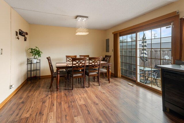5118 Carol Ln, Gurnee, IL 60031 - dining room with baseboards, visible vents, wood finished floors, and electric panel