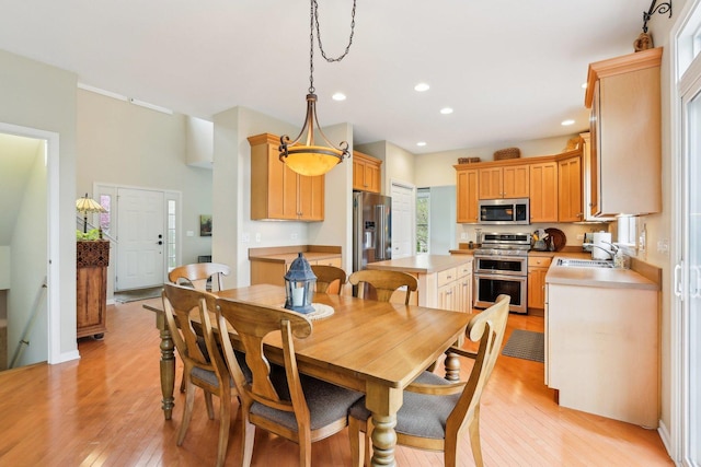 34457 N Bluestem Rd, Round Lake, IL 60073 - dining room with recessed lighting and light wood-style flooring