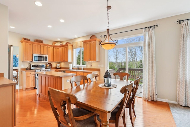 34457 N Bluestem Rd, Round Lake, IL 60073 - dining area featuring recessed lighting, plenty of natural light, and light wood finished floors