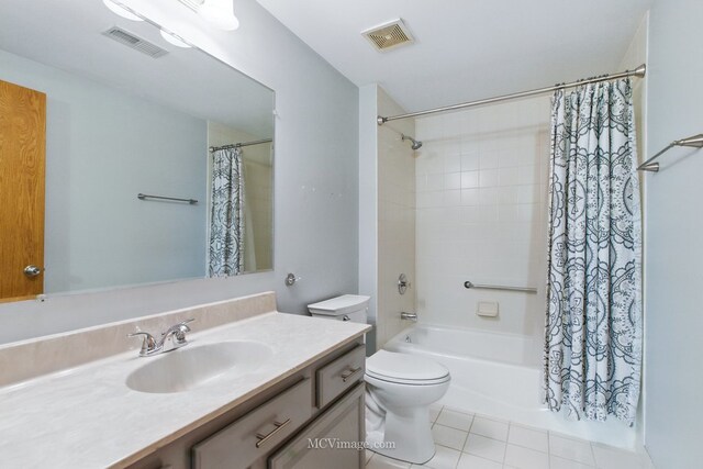 7841 W 157th St Unit 303, Orland Park, IL 60462 - full bathroom featuring shower / bath combination with curtain, vanity, toilet, and tile patterned flooring