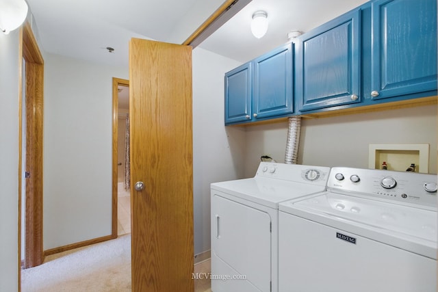 7841 W 157th St Unit 303, Orland Park, IL 60462 - washroom with cabinet space, washing machine and dryer, light carpet, and baseboards