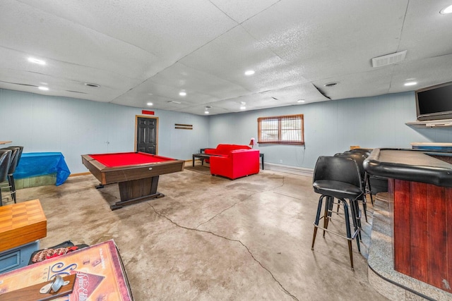 2523 Woods St, West Brooklyn, IL 61378 - recreation room with baseboards, visible vents, recessed lighting, concrete floors, and pool table