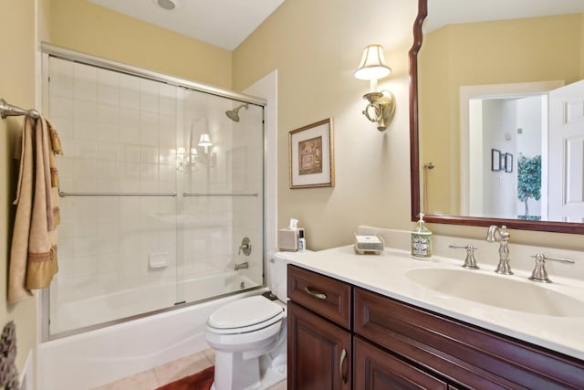7160 Bannockburn Cir, Lakewood, IL 60014 - bathroom with enclosed tub / shower combo, vanity, toilet, and tile patterned flooring
