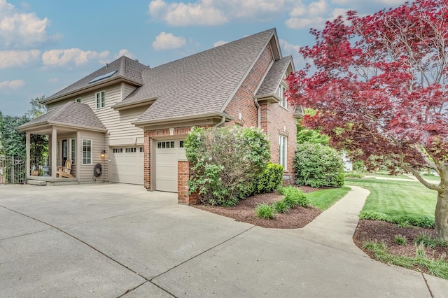 3908 Royal Portrush Dr, Naperville, IL 60564 - view of property exterior featuring brick siding, concrete driveway, roof with shingles, a lawn, and an attached garage