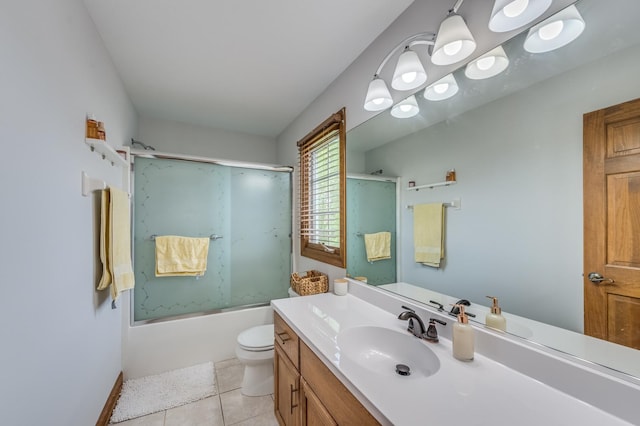 3908 Royal Portrush Dr, Naperville, IL 60564 - full bath featuring vanity, enclosed tub / shower combo, tile patterned flooring, and toilet
