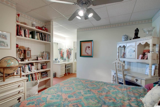 5620 Ridgeline Dr, Quincy, IL 62305 - bedroom with a paneled ceiling, ensuite bath, and ceiling fan