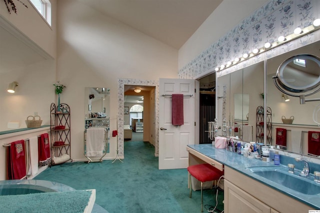 5620 Ridgeline Dr, Quincy, IL 62305 - full bath with high vaulted ceiling and vanity
