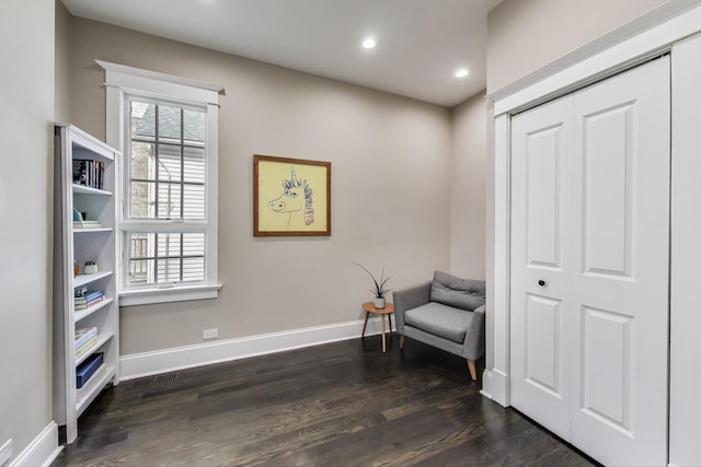 2642 N Drake Ave, Chicago, IL 60647 - sitting room with recessed lighting, dark wood finished floors, and baseboards