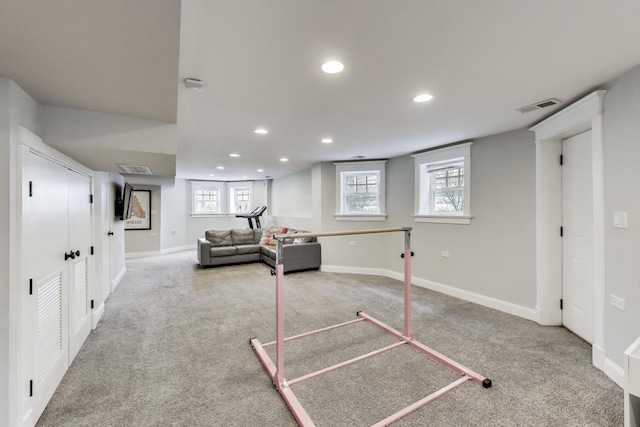 2642 N Drake Ave, Chicago, IL 60647 - interior space with baseboards, carpet flooring, visible vents, and recessed lighting