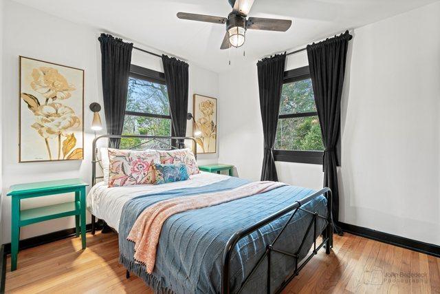 5802 Tennessee Ave, Clarendon Hills, IL 60514 - bedroom featuring ceiling fan and wood finished floors
