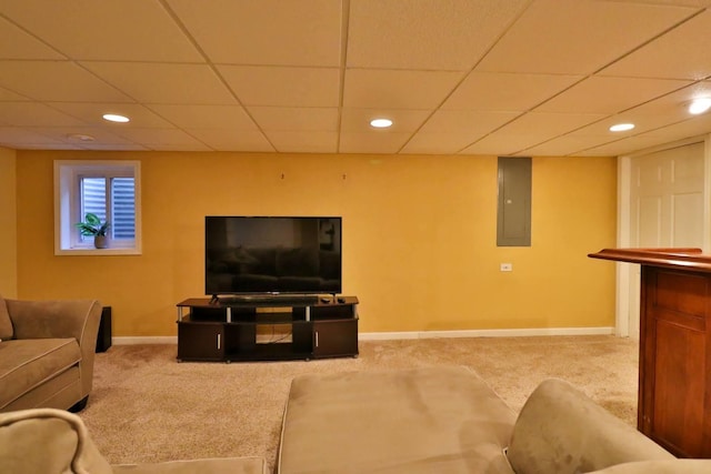 406 Woodcroft Ln, Schaumburg, IL 60173 - living area with baseboards, carpet flooring, electric panel, and recessed lighting