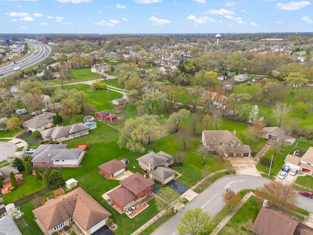 drone / aerial view with a residential view