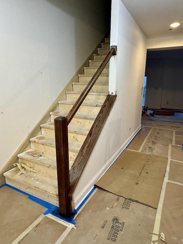 stairs with baseboards