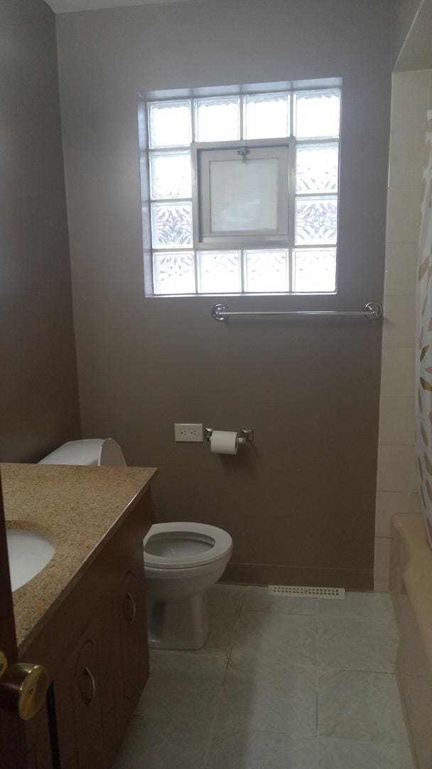 615 Price Ave, Calumet City, IL 60409 - bathroom with tile patterned flooring, toilet, vanity, and plenty of natural light