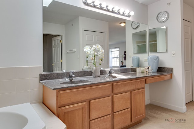 1330 Horizon Trl, Wheeling, IL 60090 - bathroom with a garden tub, a sink, and double vanity