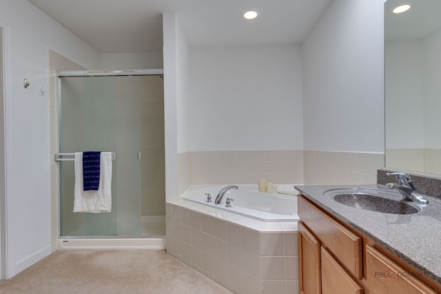 1330 Horizon Trl, Wheeling, IL 60090 - full bath with vanity, a stall shower, a bath, and recessed lighting