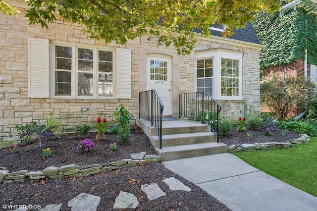 1404 Lincoln St, Evanston, IL 60201 - view of exterior entry featuring stone siding