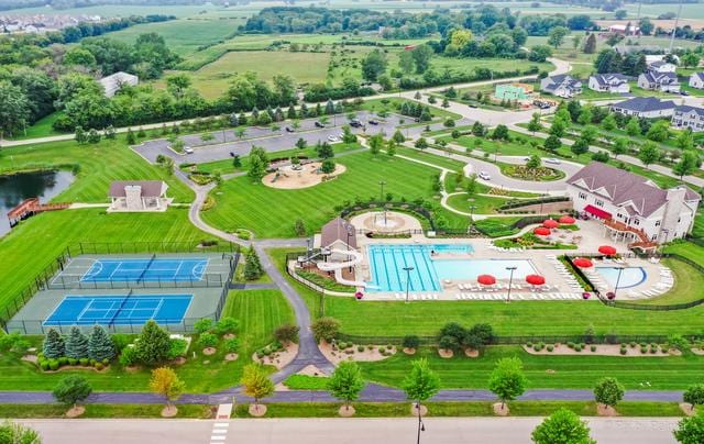 9303 Enstrom Ln, Huntley, IL 60142 - bird's eye view of a pool