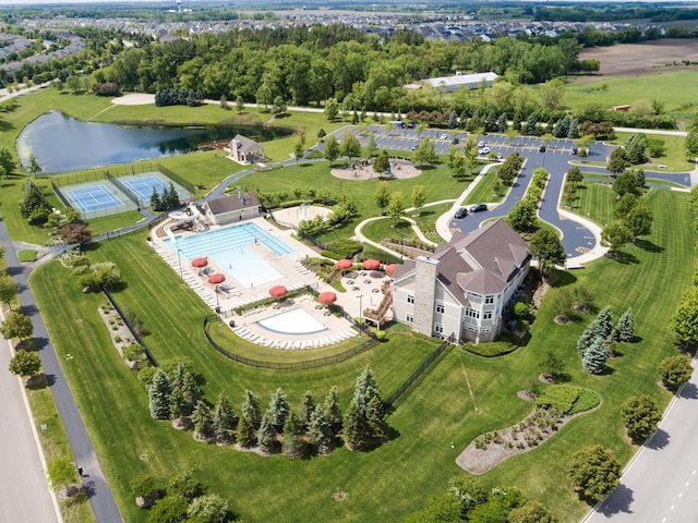 9303 Enstrom Ln, Huntley, IL 60142 - bird's eye view of a pool and a nearby body of water
