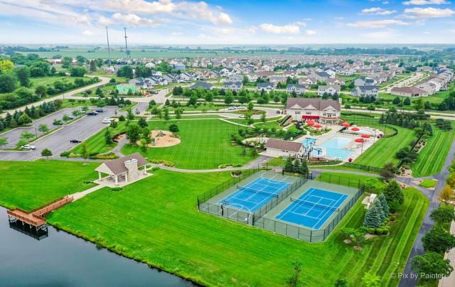 9303 Enstrom Ln, Huntley, IL 60142 - drone / aerial view of a nearby body of water and a pool area