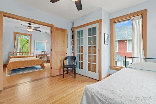 9515 S Damen Ave, Chicago, IL 60643 - bedroom with ceiling fan, french doors, wood finished floors, and access to exterior