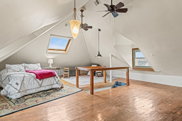 9515 S Damen Ave, Chicago, IL 60643 - bedroom with visible vents, high vaulted ceiling, a skylight, and hardwood / wood-style floors