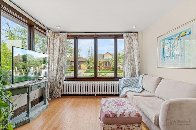 9515 S Damen Ave, Chicago, IL 60643 - sunroom / solarium featuring recessed lighting, radiator heating unit, and hardwood / wood-style floors