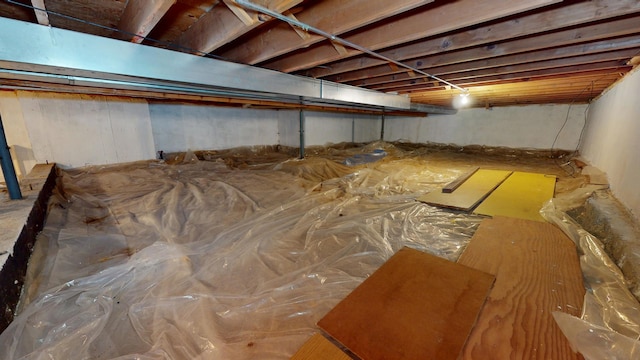 view of unfinished basement