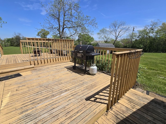 5116 Beechwood Ave, Gurnee, IL 60031 - wooden deck with area for grilling and a yard