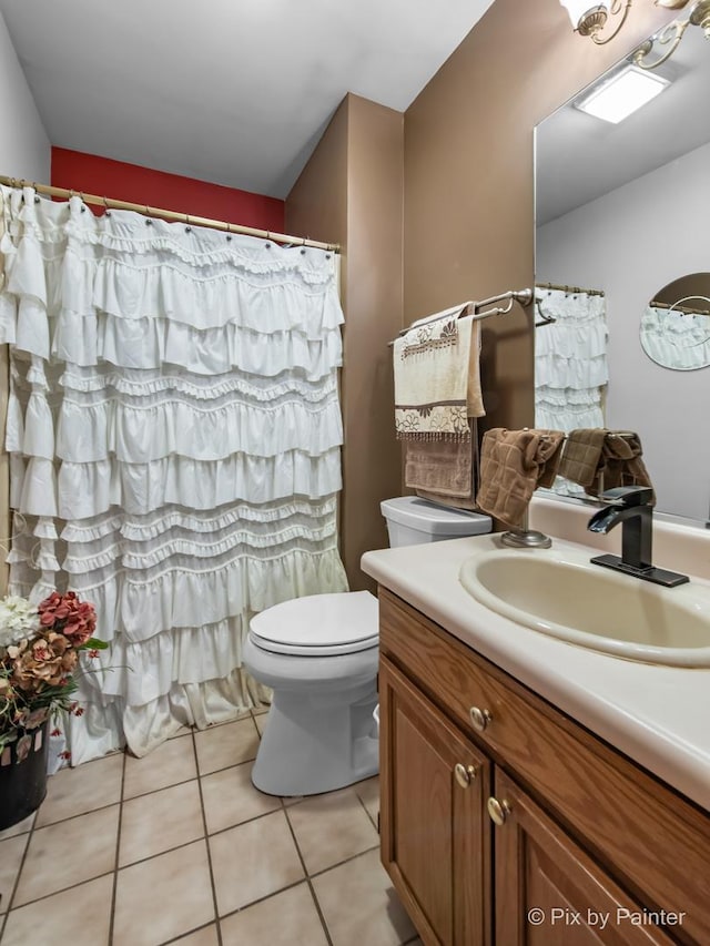 3518 James Way, Johnsburg, IL 60051 - full bathroom with toilet, tile patterned floors, vanity, and a shower with shower curtain