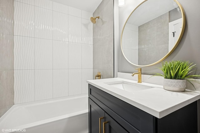 full bathroom featuring shower / bathtub combination and vanity