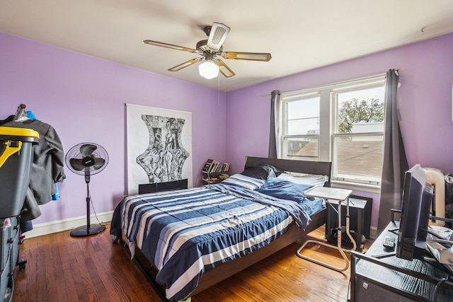 1127 Lathrop Ave, Forest Park, IL 60130 - bedroom featuring baseboards, ceiling fan, and wood finished floors