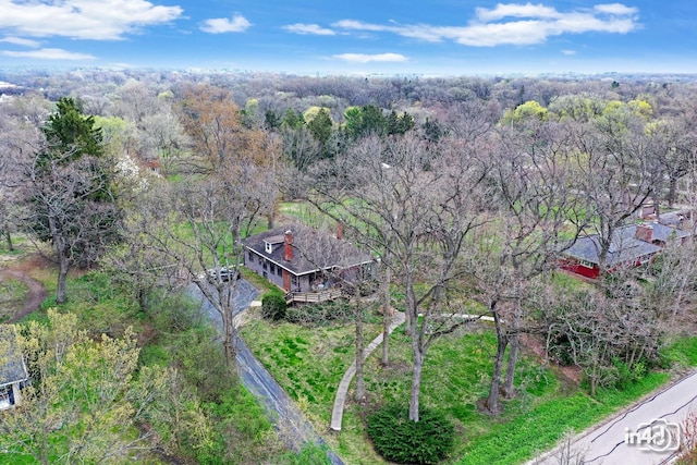 aerial view featuring a forest view