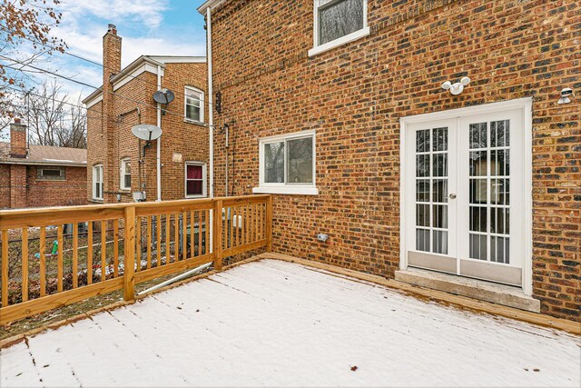 wooden terrace with french doors