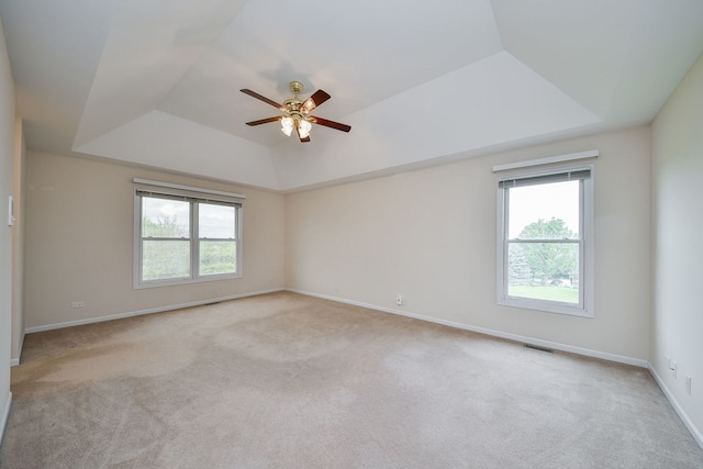 802 Ridgelawn Trl, Batavia, IL 60510 - spare room featuring a tray ceiling, plenty of natural light, carpet flooring, and ceiling fan