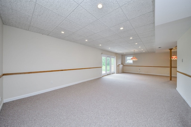802 Ridgelawn Trl, Batavia, IL 60510 - carpeted empty room with recessed lighting, baseboards, and a drop ceiling