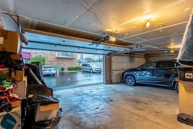 garage with a garage door opener