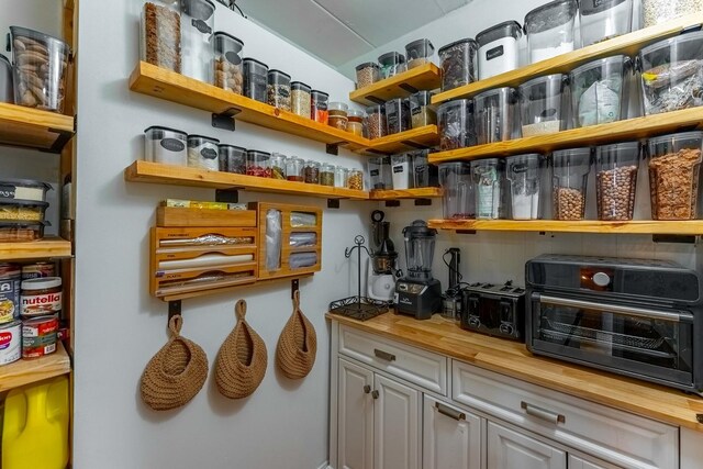 pantry with a toaster
