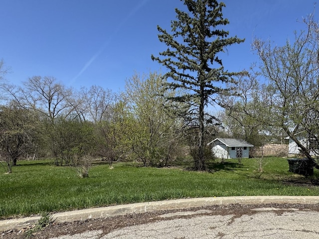 view of yard with an outdoor structure