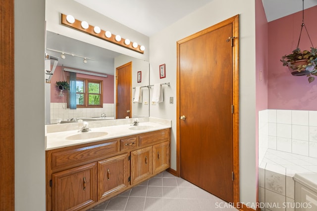 221 Ashley Ct, Oswego, IL 60543 - full bathroom with double vanity and a bathtub