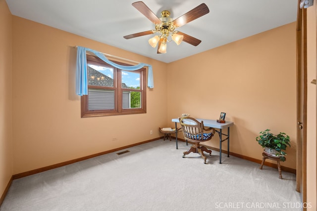 221 Ashley Ct, Oswego, IL 60543 - unfurnished office featuring carpet flooring, baseboards, and a ceiling fan