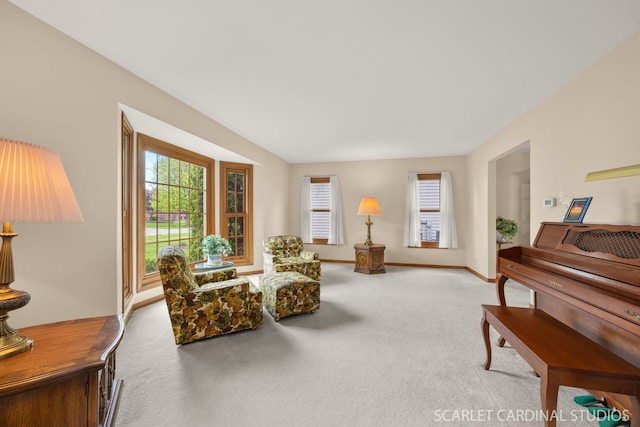 221 Ashley Ct, Oswego, IL 60543 - sitting room featuring plenty of natural light, carpet flooring, and baseboards
