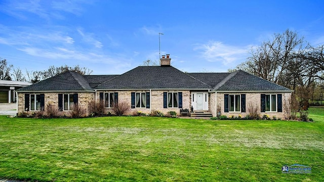8400 Howe Rd, Wonder Lake, IL 60097 - back of property featuring brick siding, a yard, and a chimney