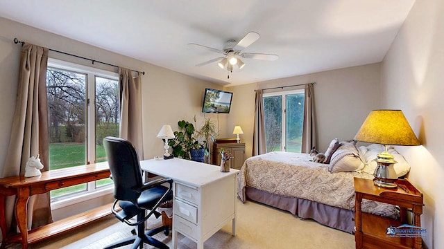 8400 Howe Rd, Wonder Lake, IL 60097 - bedroom with ceiling fan and light colored carpet