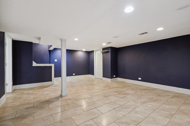 5932 107th Pl, Chicago Ridge, IL 60415 - finished below grade area featuring recessed lighting, baseboards, visible vents, and light tile patterned floors