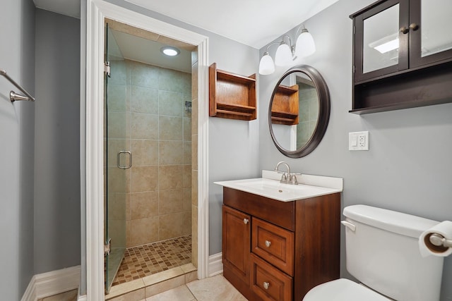 5932 107th Pl, Chicago Ridge, IL 60415 - full bathroom featuring a stall shower, vanity, tile patterned floors, toilet, and recessed lighting