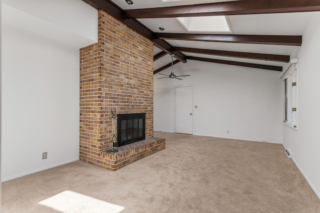 1204 Harrington Dr, Champaign, IL 61821 - unfurnished living room featuring carpet flooring, a fireplace, and a ceiling fan