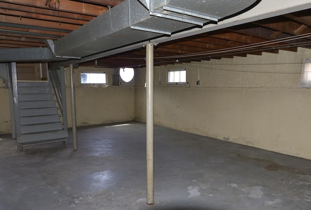 below grade area with stairs
